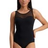 Women Moontide Swimsuits | Contours Mesh Neck Swimsuit In Black