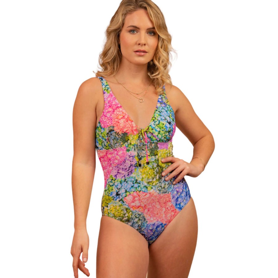 Women Moontide Swimsuits | Hydrangea Plunge Swimsuit