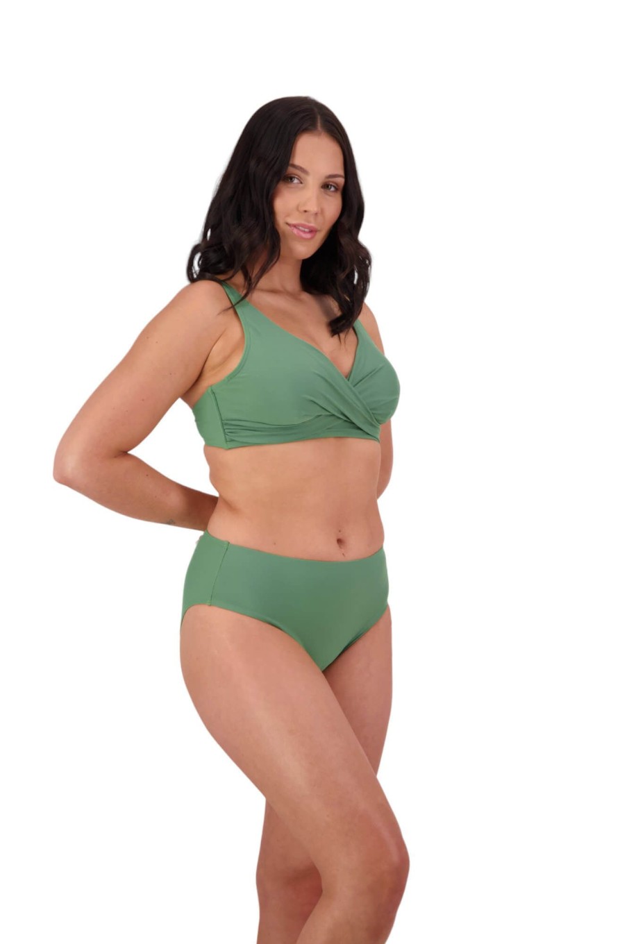 Women Moontide Bikinis | Contours Underwired Wrap Bikini Top In Khaki