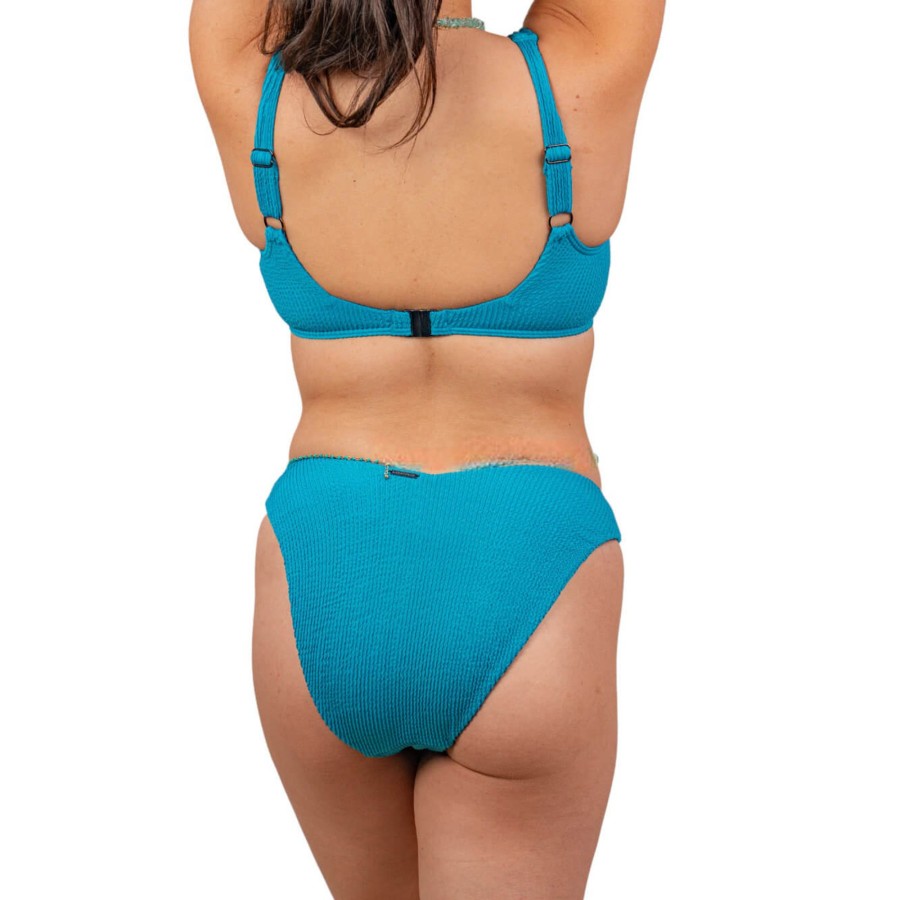 Women Moontide Bikinis | Retro Deco V Pant In Teal