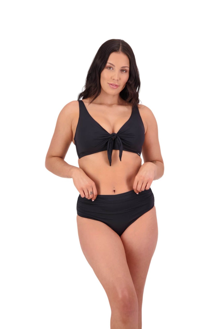 Women Moontide Bikinis | Contours High Ruched Front Pant In Black