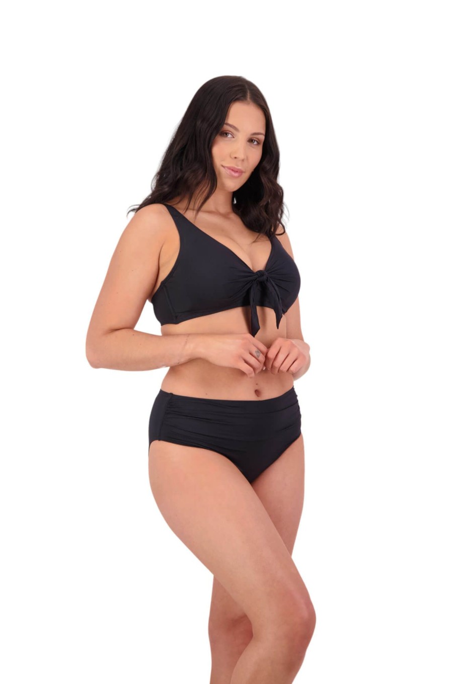 Women Moontide Bikinis | Contours High Ruched Front Pant In Black