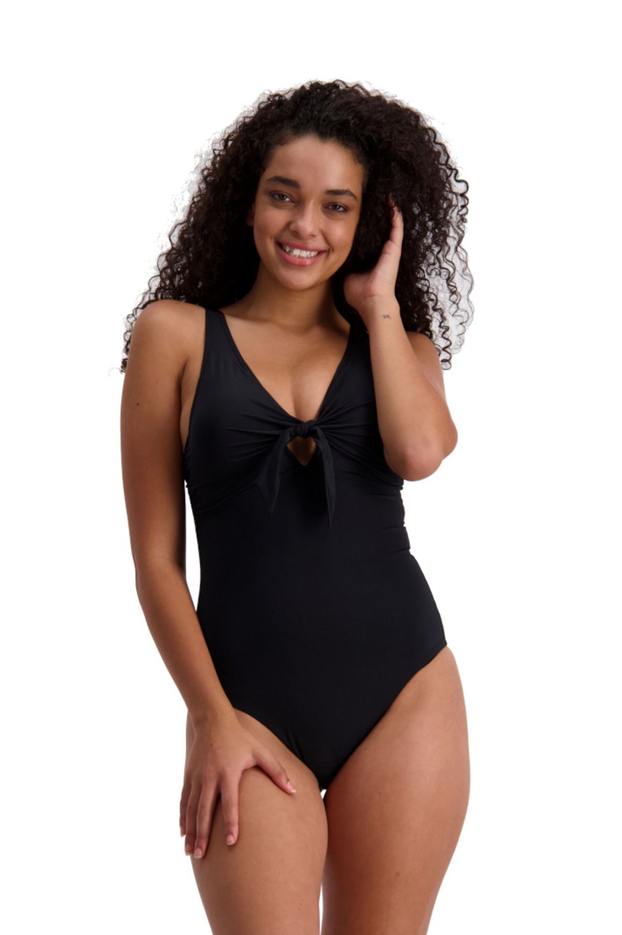 Women Moontide Swimsuits | Contours Underwired Tie Front Swimsuit In Black