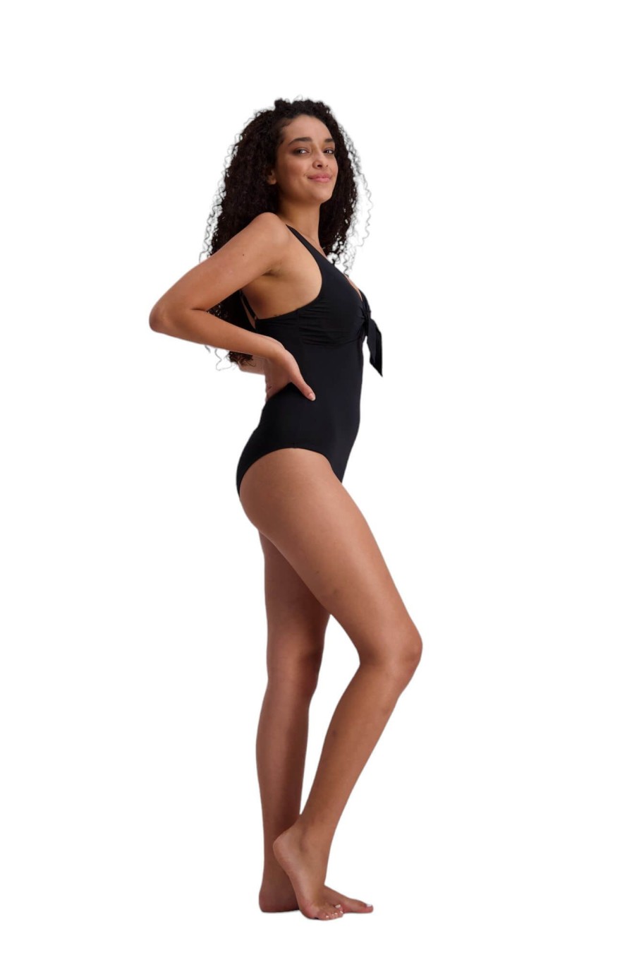 Women Moontide Swimsuits | Contours Underwired Tie Front Swimsuit In Black