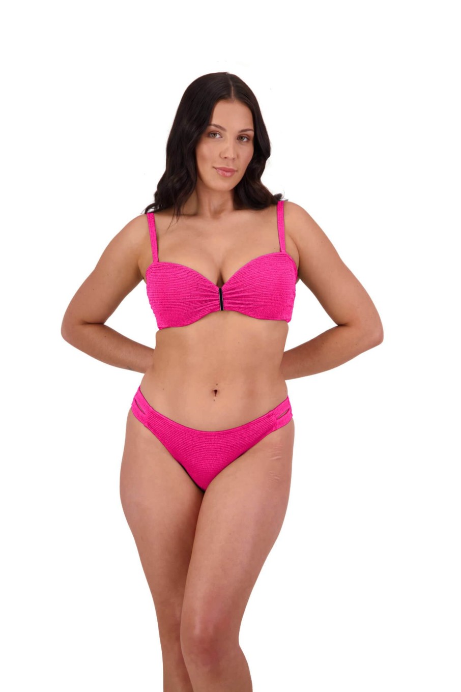 Women Moontide Bikinis | Retro Deco Underwired Bandeau Bikini Top In Hot Pink