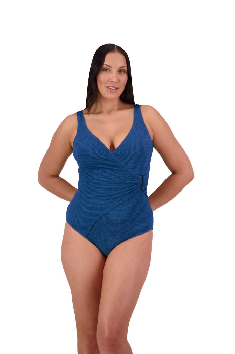 Women Moontide Swimsuits | Retro Deco Side Trim Swimsuit In Ocean