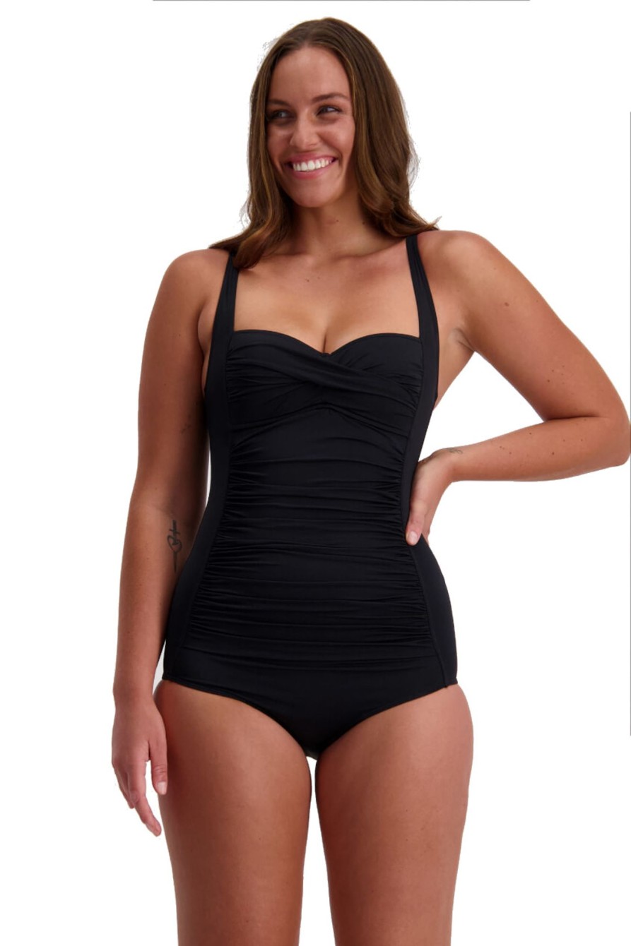 Women Moontide Swimsuits | Contours 50S Twist Swimsuit In Black