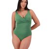 Women Moontide Swimsuits | Retro Deco Underwired Wrap Swimsuit In Seaweed