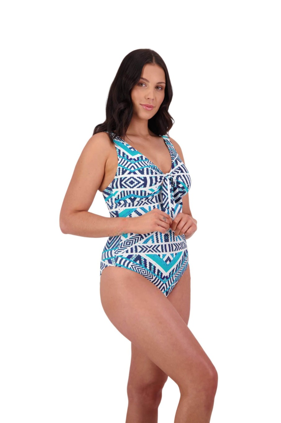 Women Moontide Swimsuits | Tribal Geo Underwired Tie Front Swimsuit