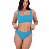 Women Moontide Bikinis | Retro Deco Underwired Square Neck Bikini Top In Teal