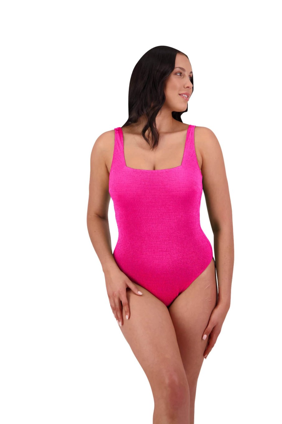 Women Moontide Swimsuits | Retro Deco Underwired Square Neck Swimsuit In Hot Pink