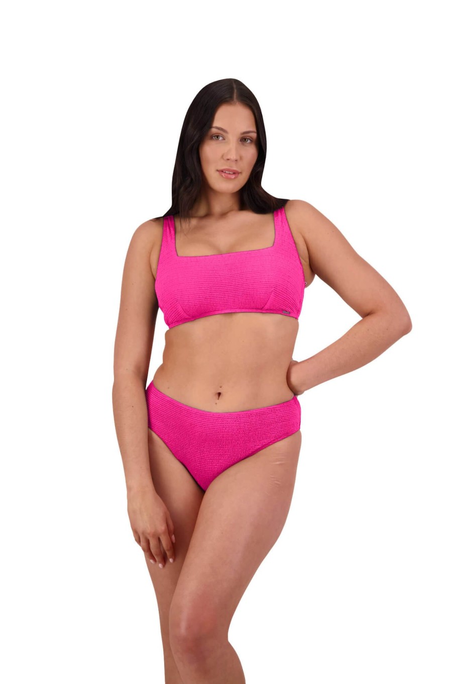 Women Moontide Bikinis | Retro Deco Underwired Square Neck Bikini Top In Hot Pink