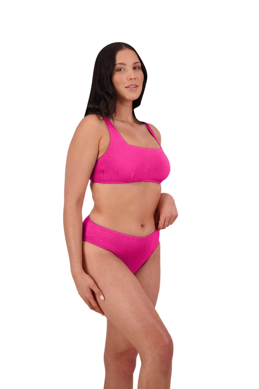 Women Moontide Bikinis | Retro Deco Underwired Square Neck Bikini Top In Hot Pink