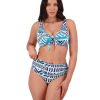 Women Moontide Bikinis | Tribal Geo Underwired Tie Front Bikini Top