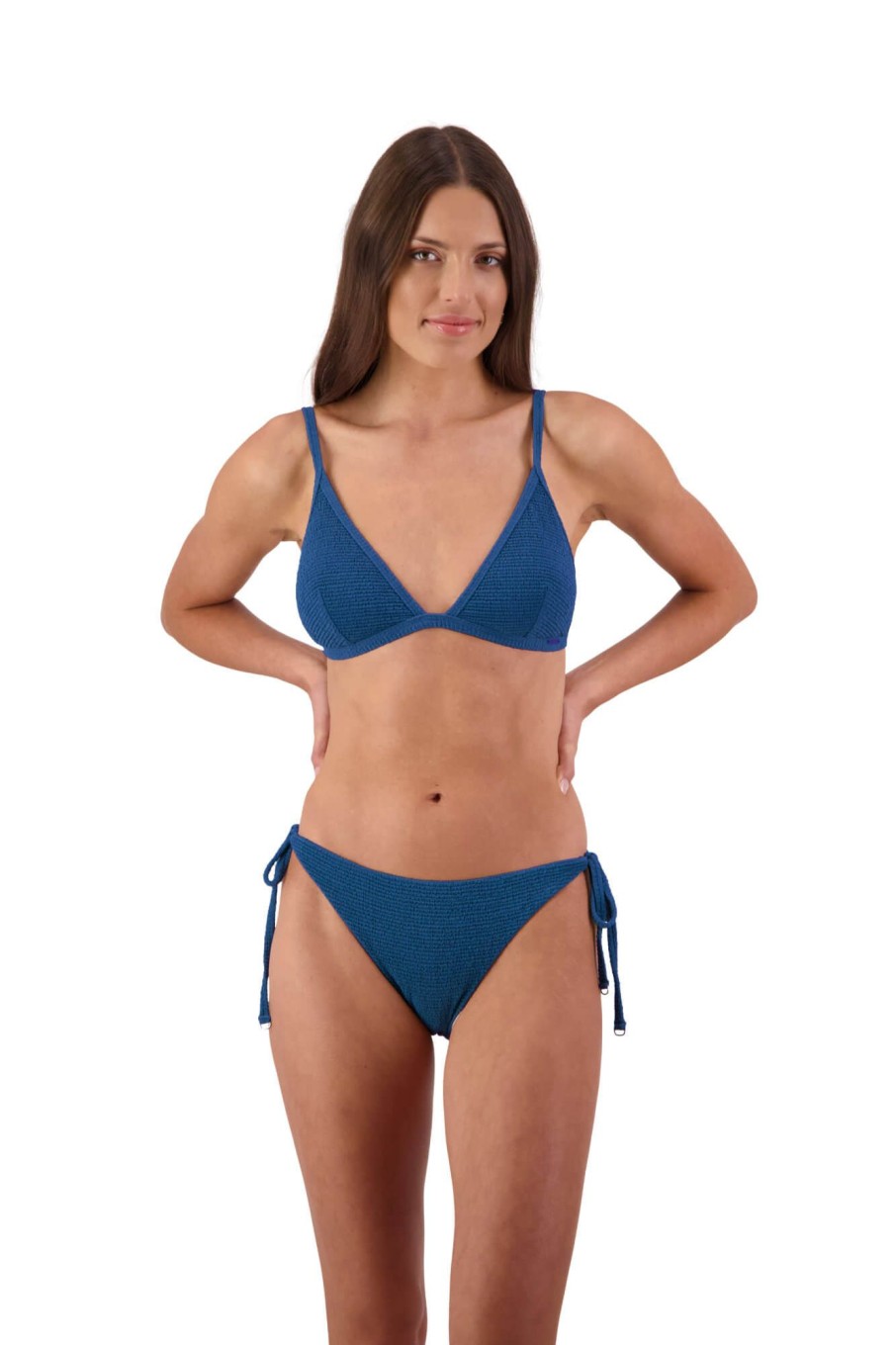 Women Moontide Bikinis | Retro Deco Slim Tie Pant In Ocean