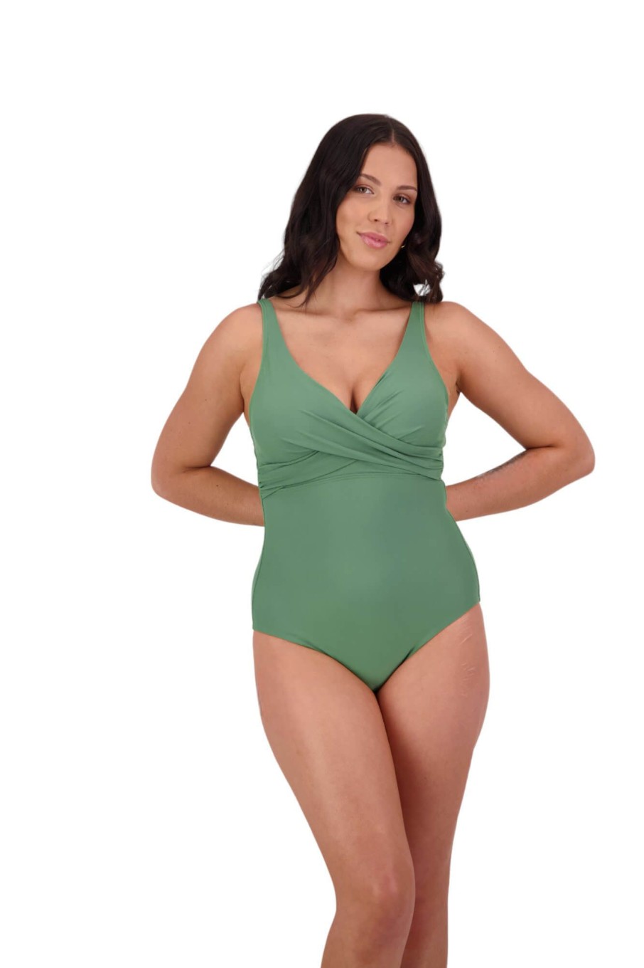 Women Moontide Swimsuits | Contours Underwired Wrap Swimsuit In Khaki