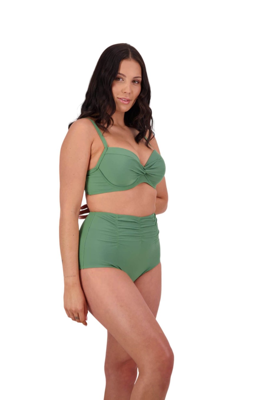 Women Moontide Bikinis | Contours High Waist Gathered Pant In Khaki