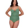 Women Moontide Swimsuits | Contours Underwired Cross Front Swimsuit In Khaki