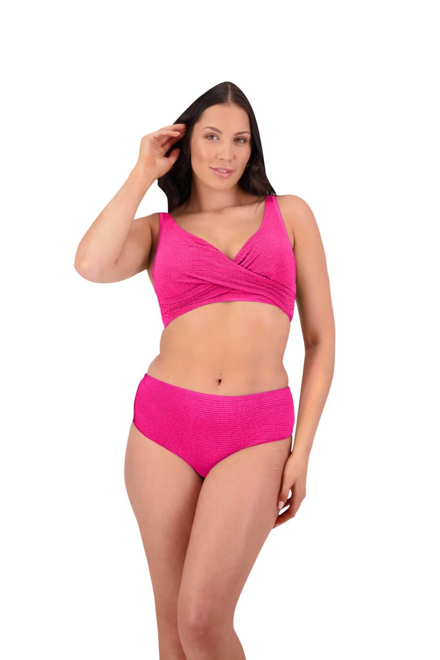 Women Moontide Bikinis | Retro Deco Underwired Wrap Bikini Top In Hot Pink