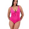 Women Moontide Swimsuits | Retro Deco Plunge Swimsuit In Hot Pink