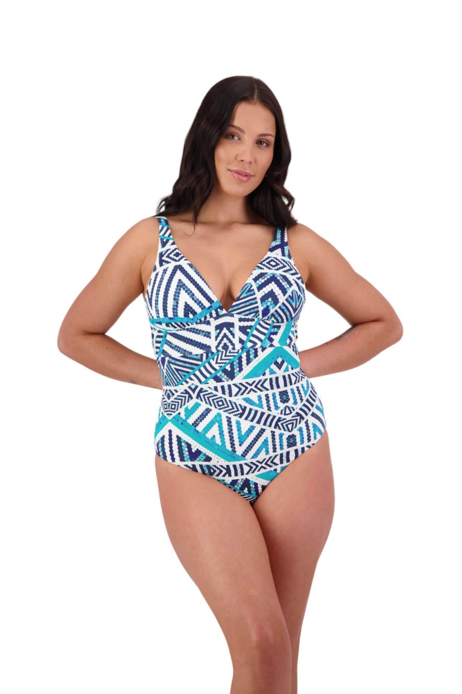 Women Moontide Swimsuits | Tribal Geo V Neck Swimsuit