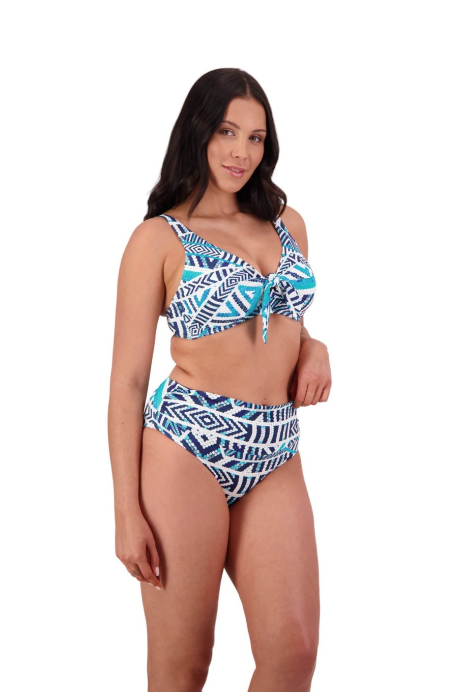 Women Moontide Bikinis | Tribal Geo High Ruched Front Pant