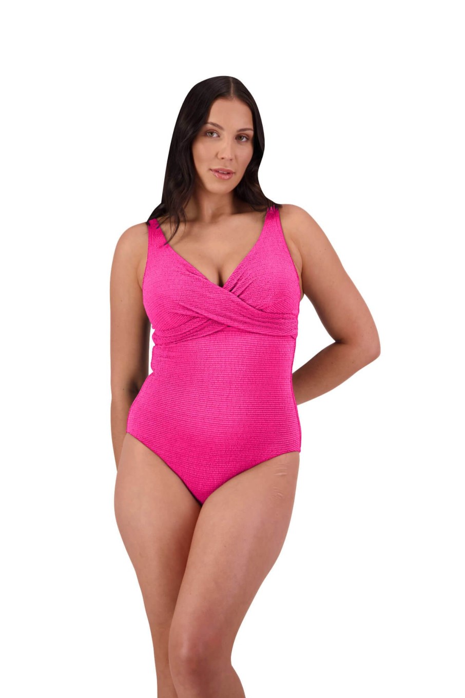 Women Moontide Swimsuits | Retro Deco Underwired Wrap Swimsuit In Hot Pink